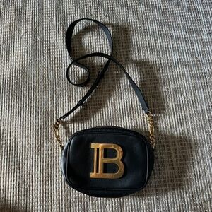 Balmain Black Crossbody Bag with Gold Logo